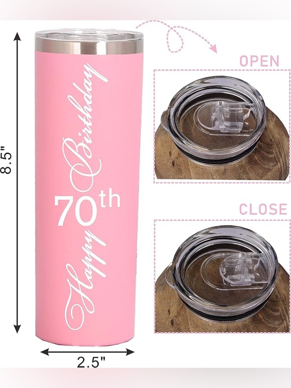 70th Birthday Gifts For Women: Fabulous Tumbler, Presents For 70 Year Olds View 3